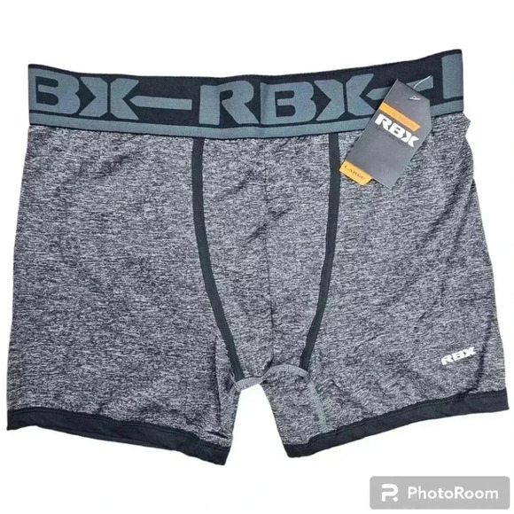 RBX Boxer Briefs  Heathered Black 6" inseam NWT Large - Picture 1 of 7